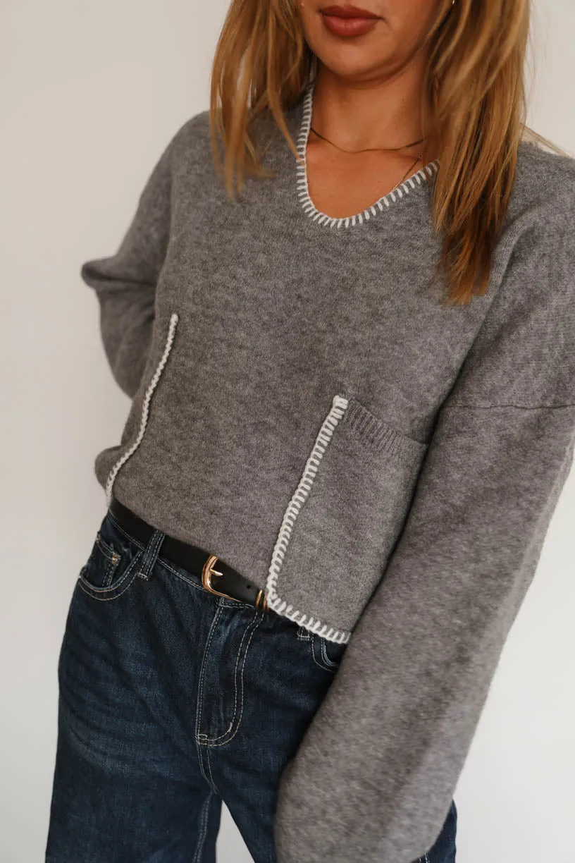 Rae: Contrast Knit Sweater with Pockets