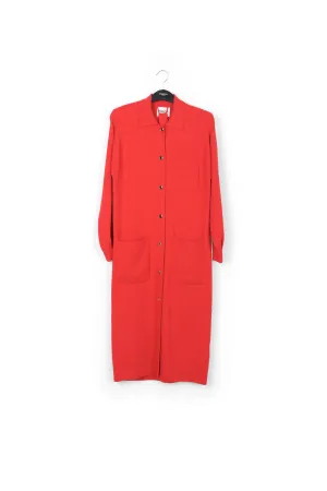 Red belted midi-length knit
