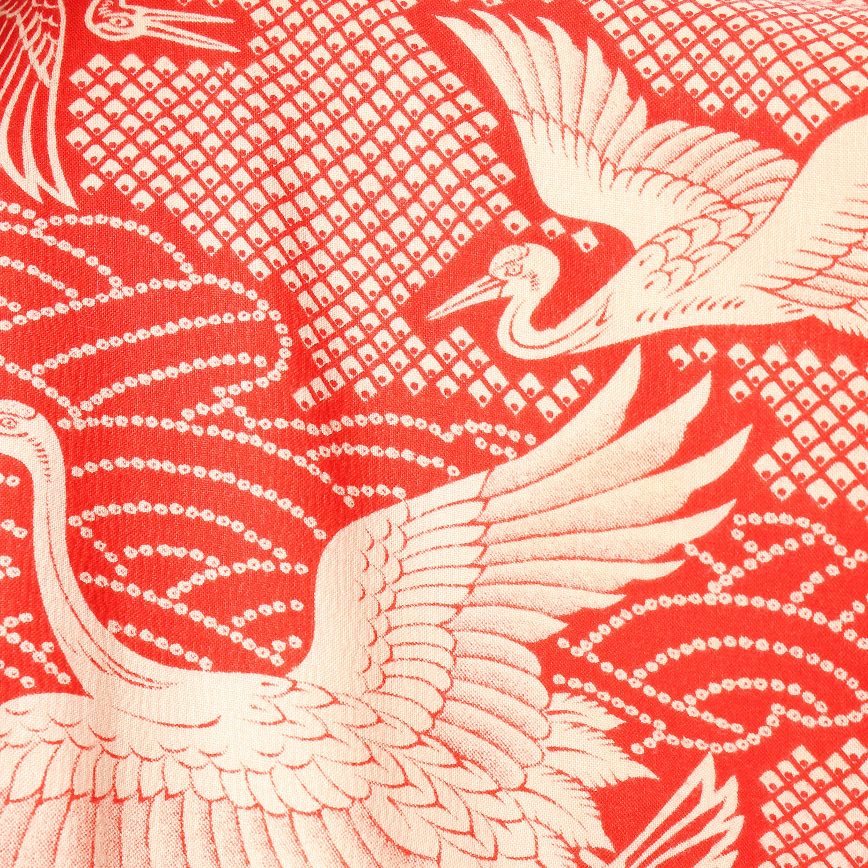 Red Cotton Crane Kimono