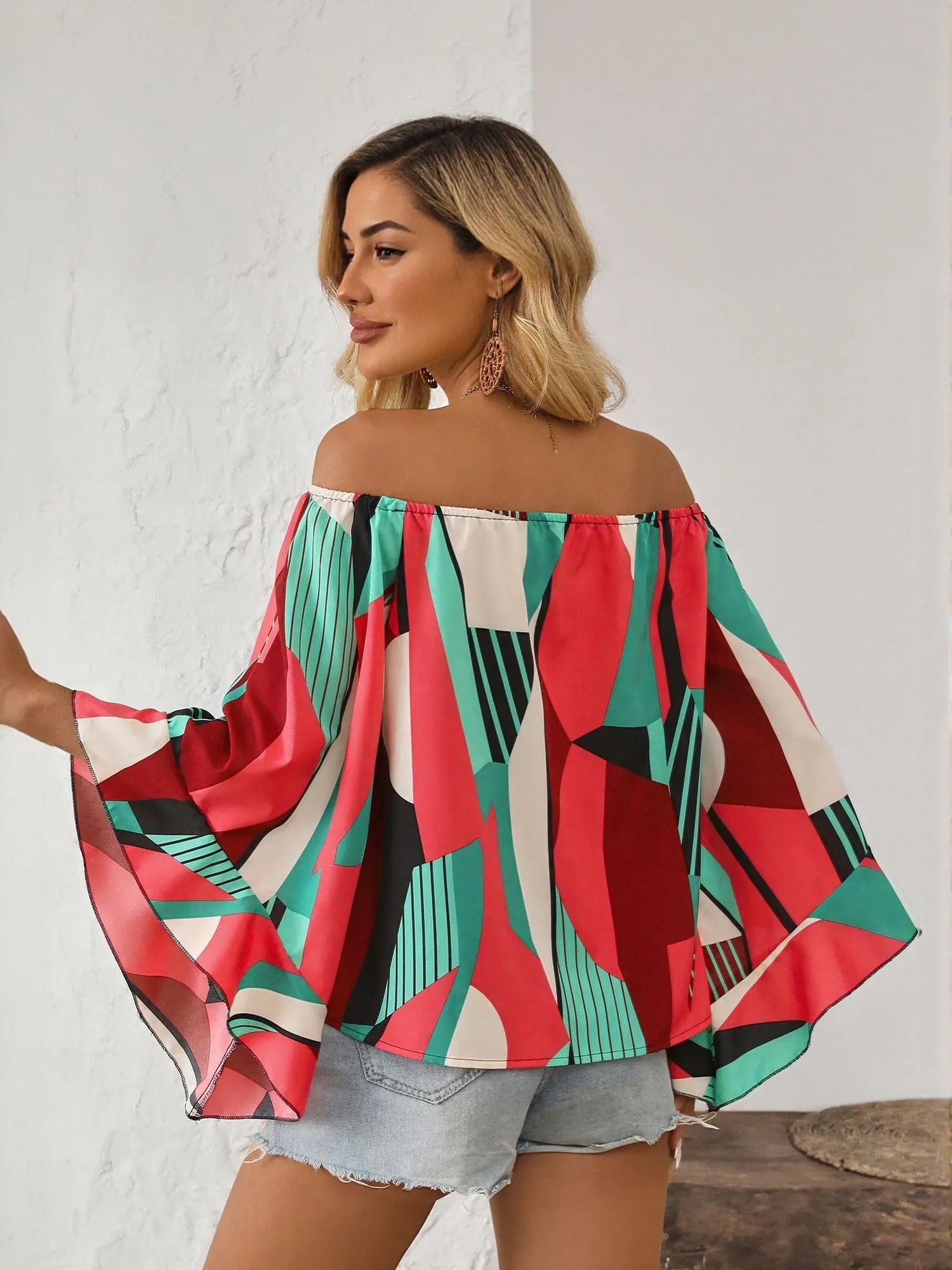 Red Off-Shoulder Flowy Top