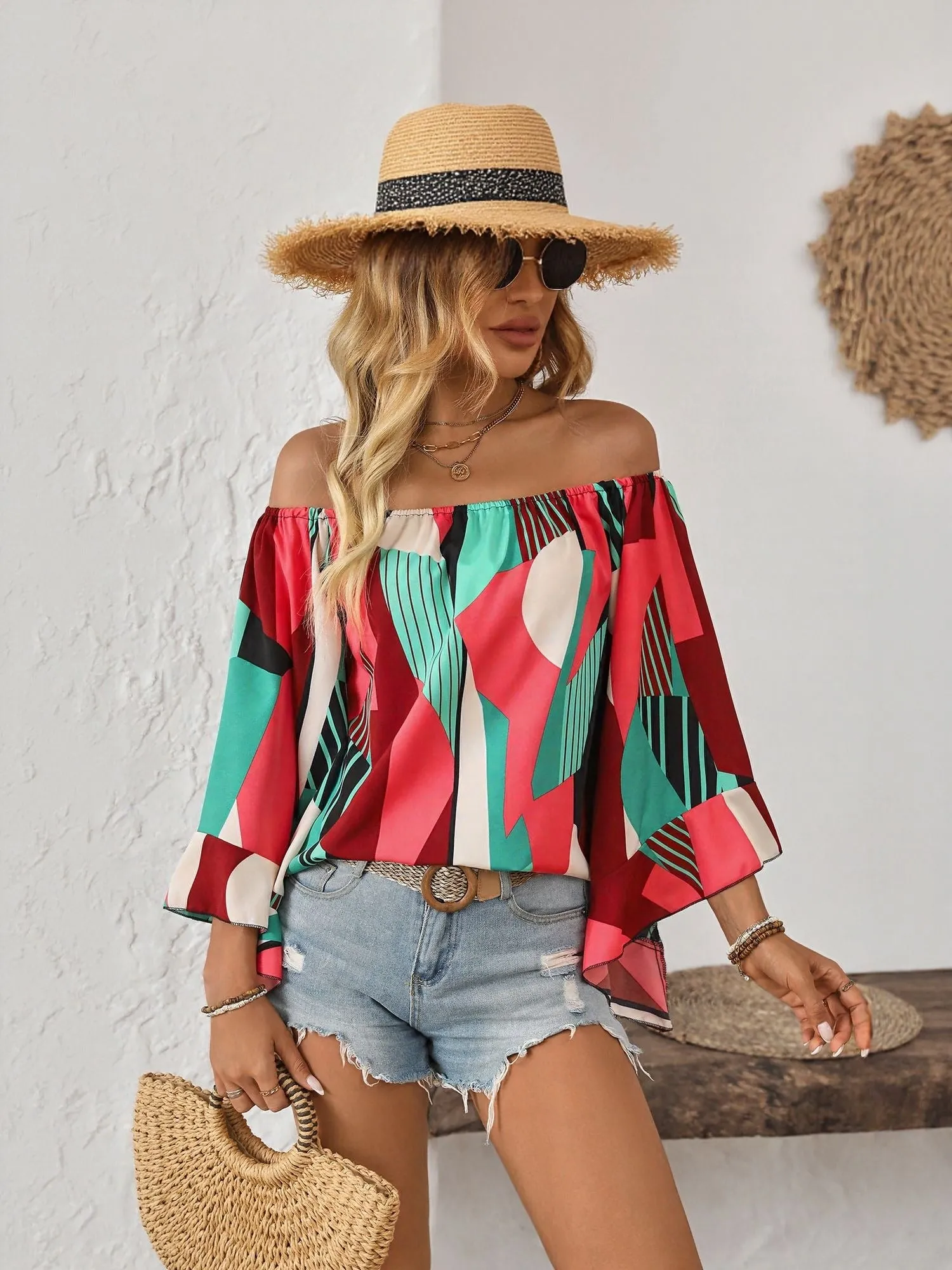 Red Off-Shoulder Flowy Top