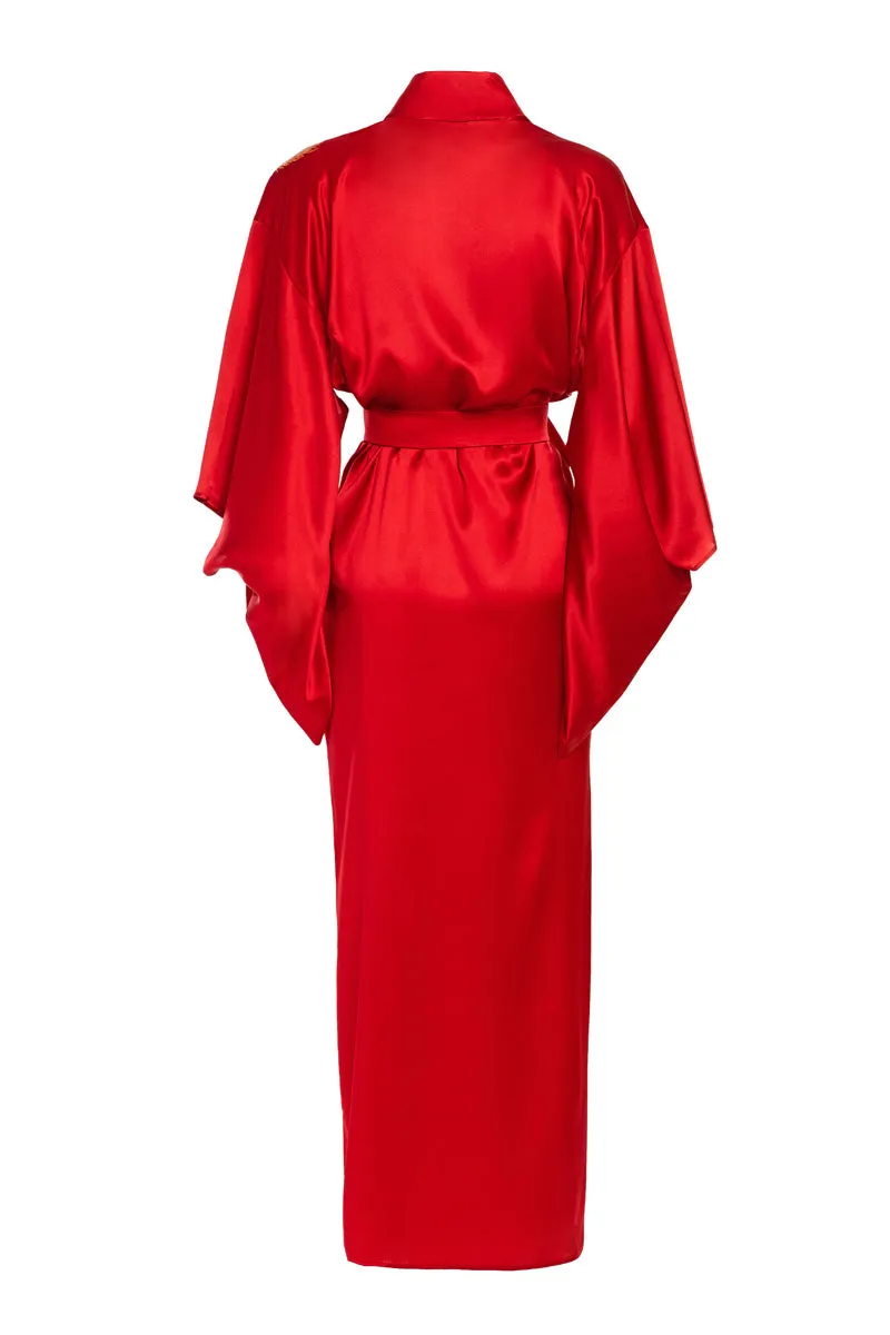Red Silk Kimono robe