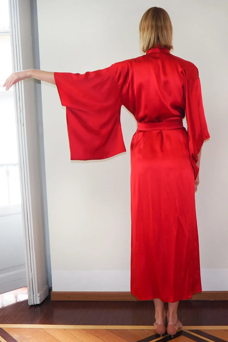 Red Silk Kimono robe