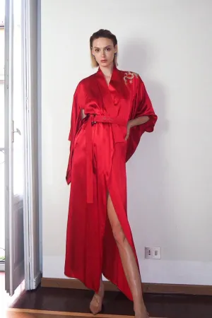 Red Silk Kimono robe