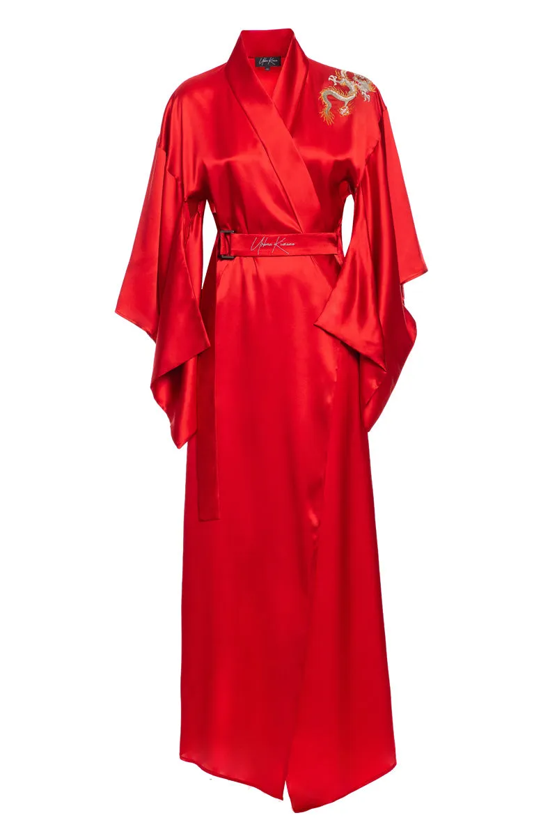 Red Silk Kimono robe