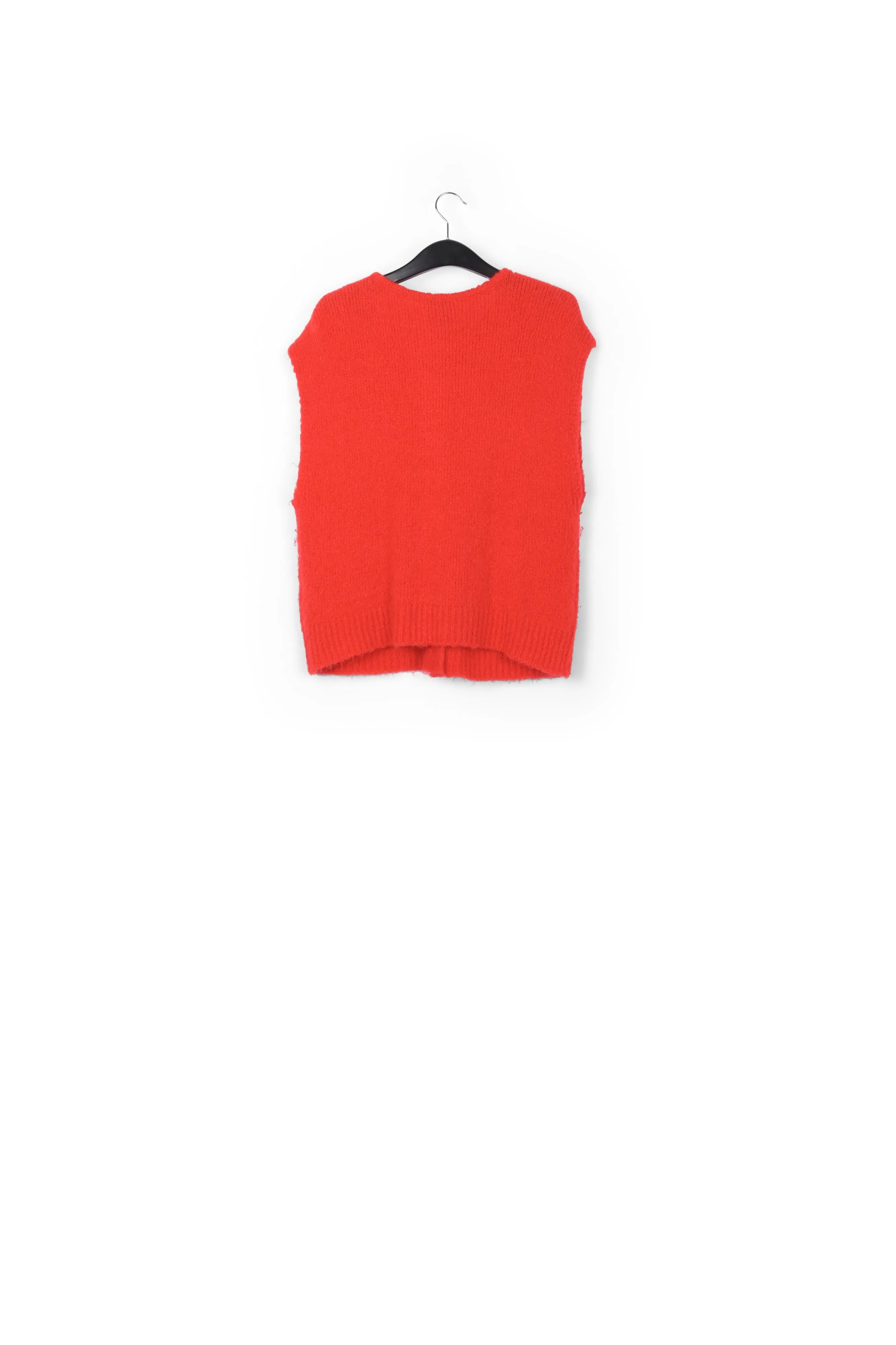 Red sleeveless mohair-blend cardigan