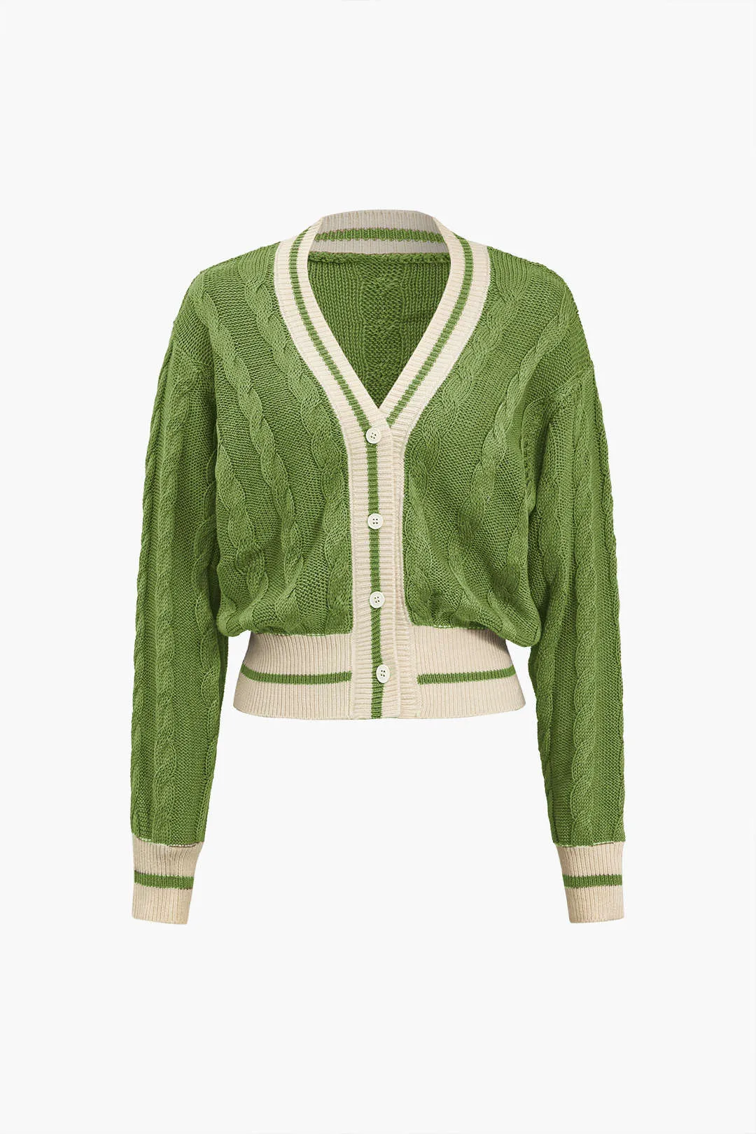 Reese - Color Block Print Buttoned Woman's Sweater Cardigan