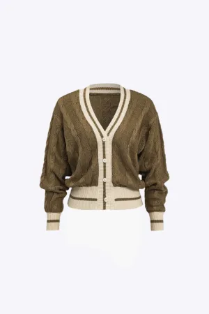 Reese - Color Block Print Buttoned Woman's Sweater Cardigan