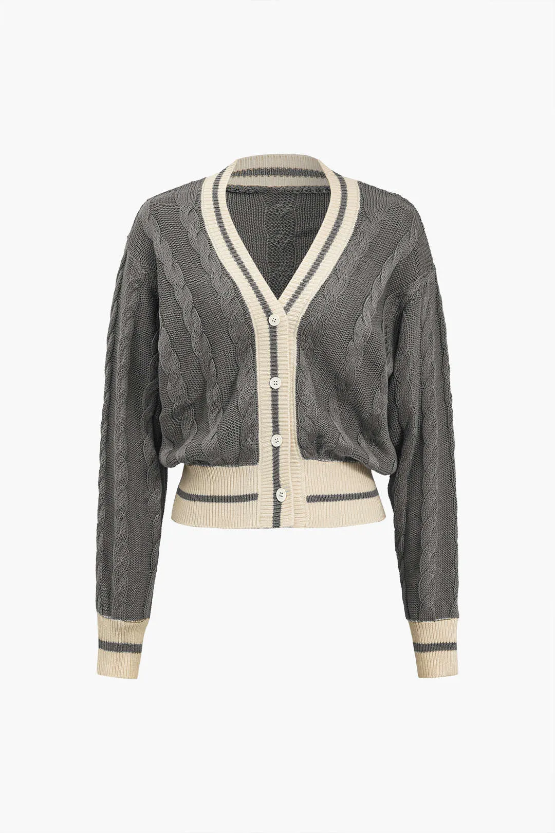 Reese - Color Block Print Buttoned Woman's Sweater Cardigan
