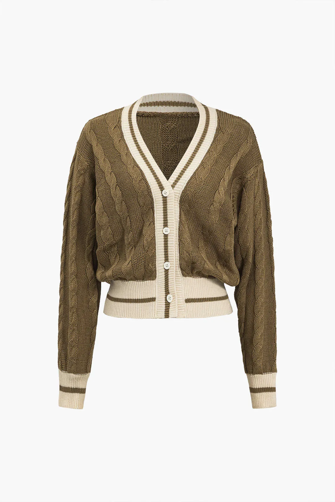 Reese - Color Block Print Buttoned Woman's Sweater Cardigan