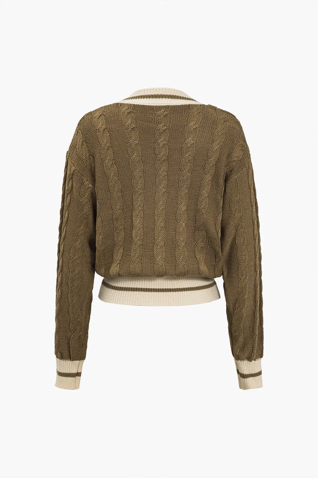 Reese - Color Block Print Buttoned Woman's Sweater Cardigan
