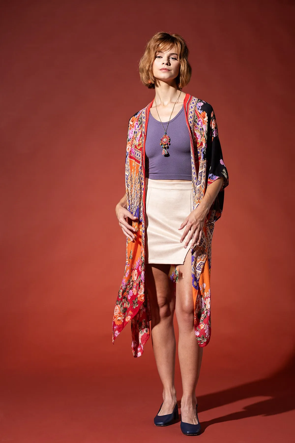 Regal Floral Jacquard Kimono