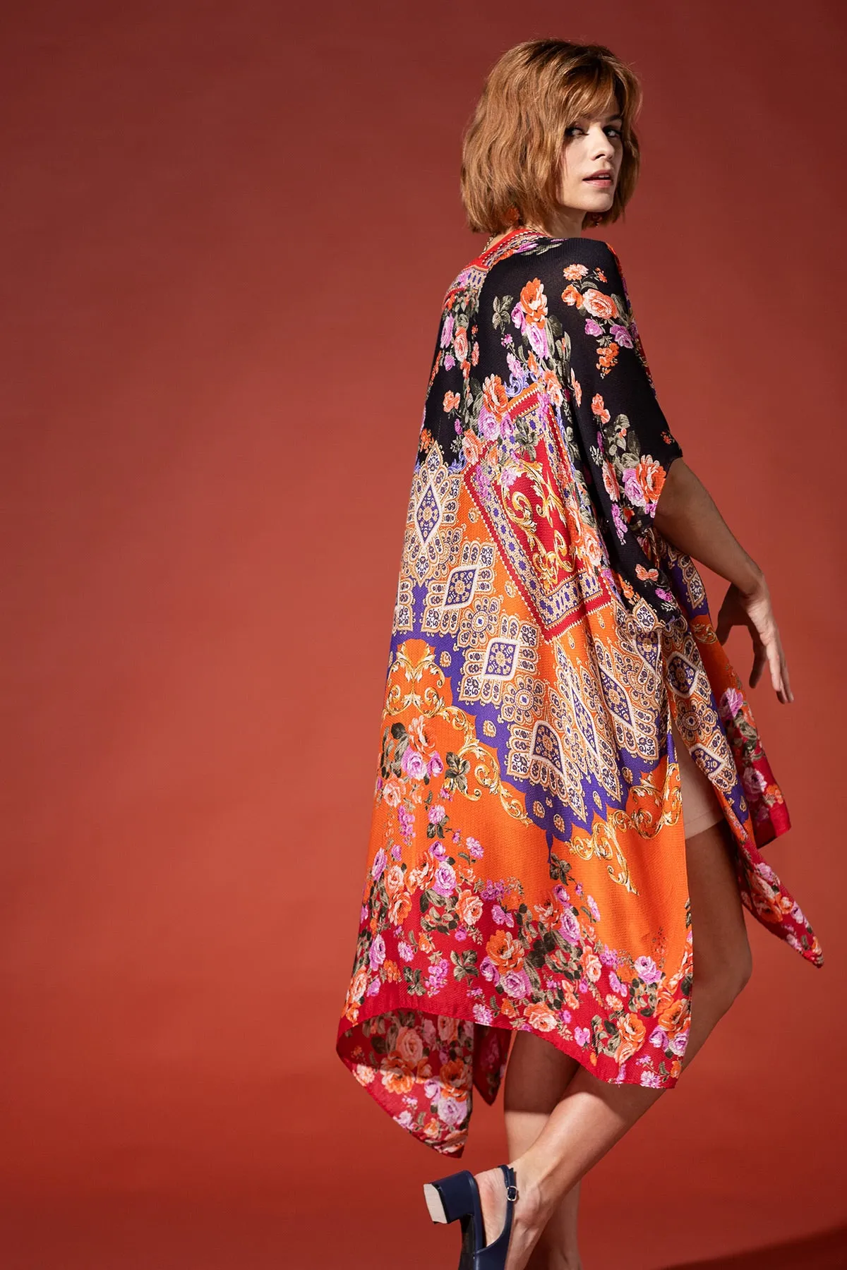 Regal Floral Jacquard Kimono