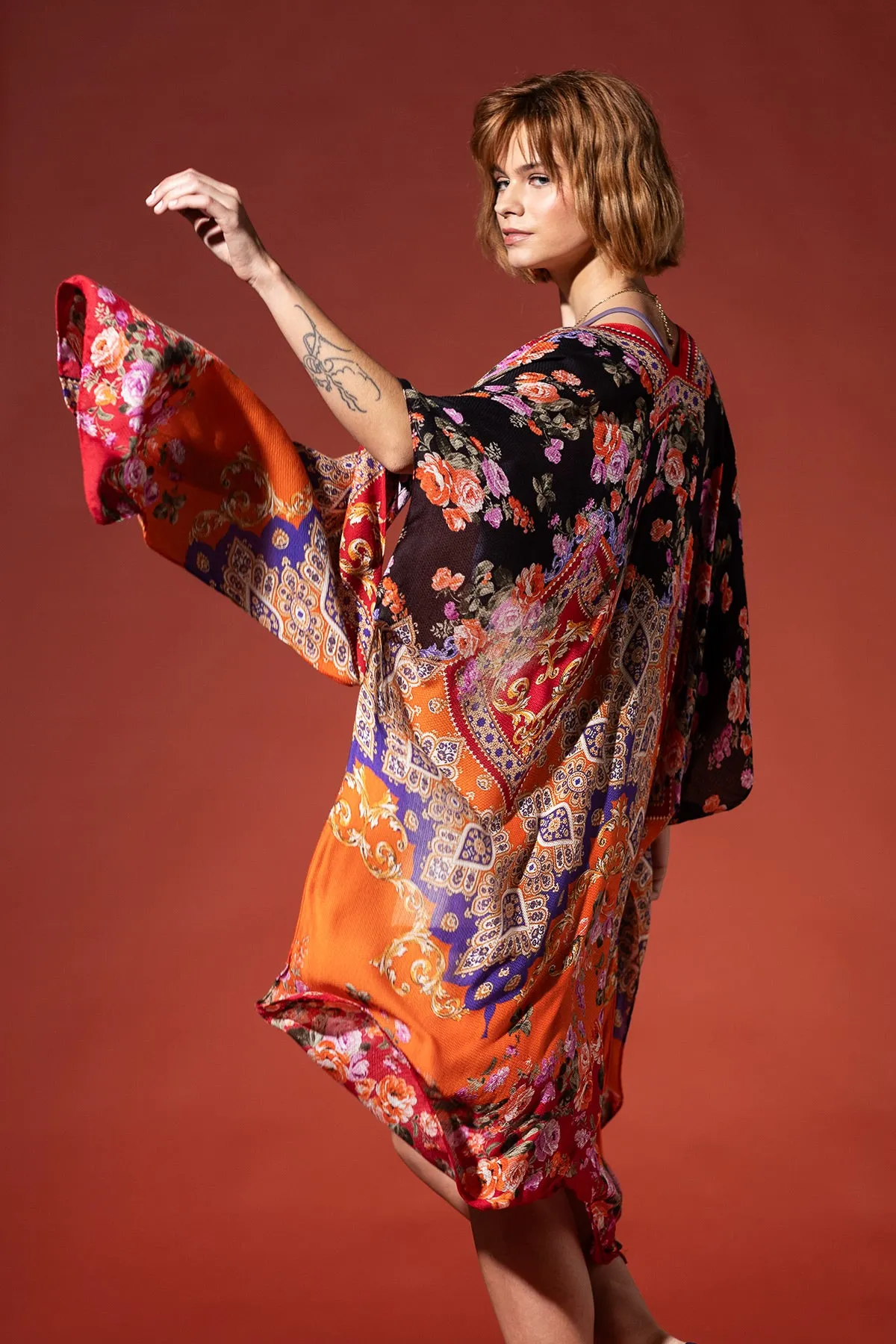 Regal Floral Jacquard Kimono