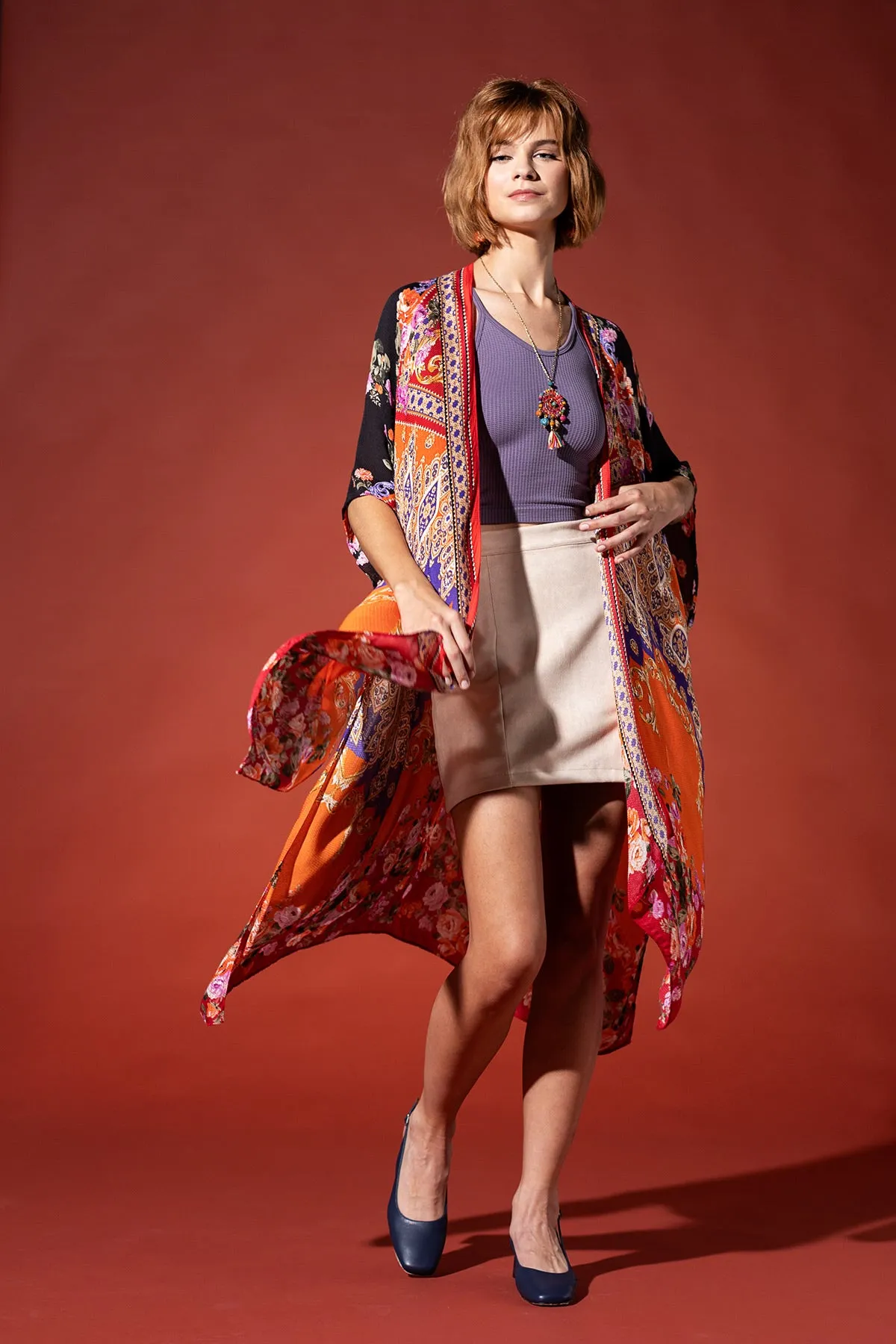 Regal Floral Jacquard Kimono