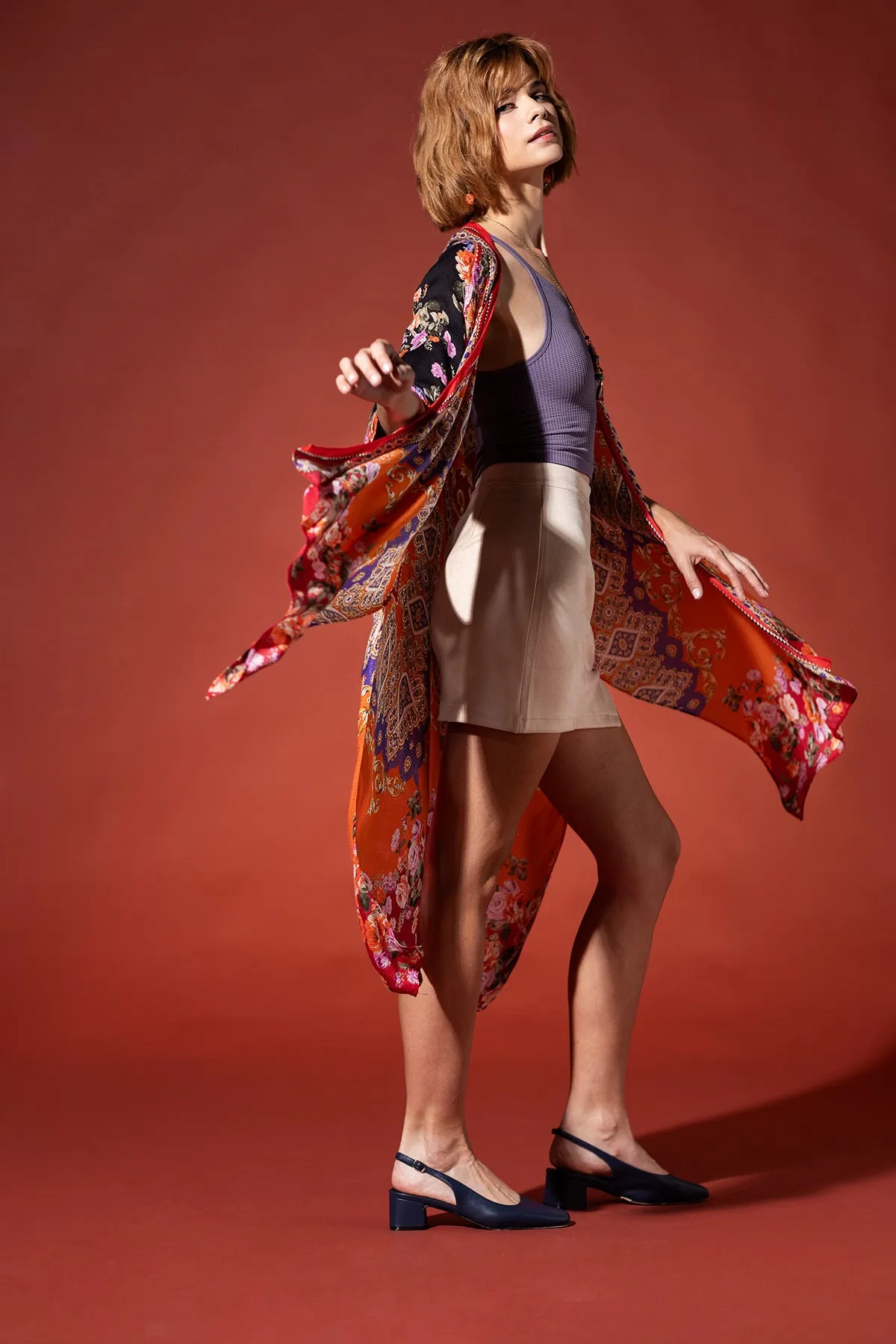 Regal Floral Jacquard Kimono