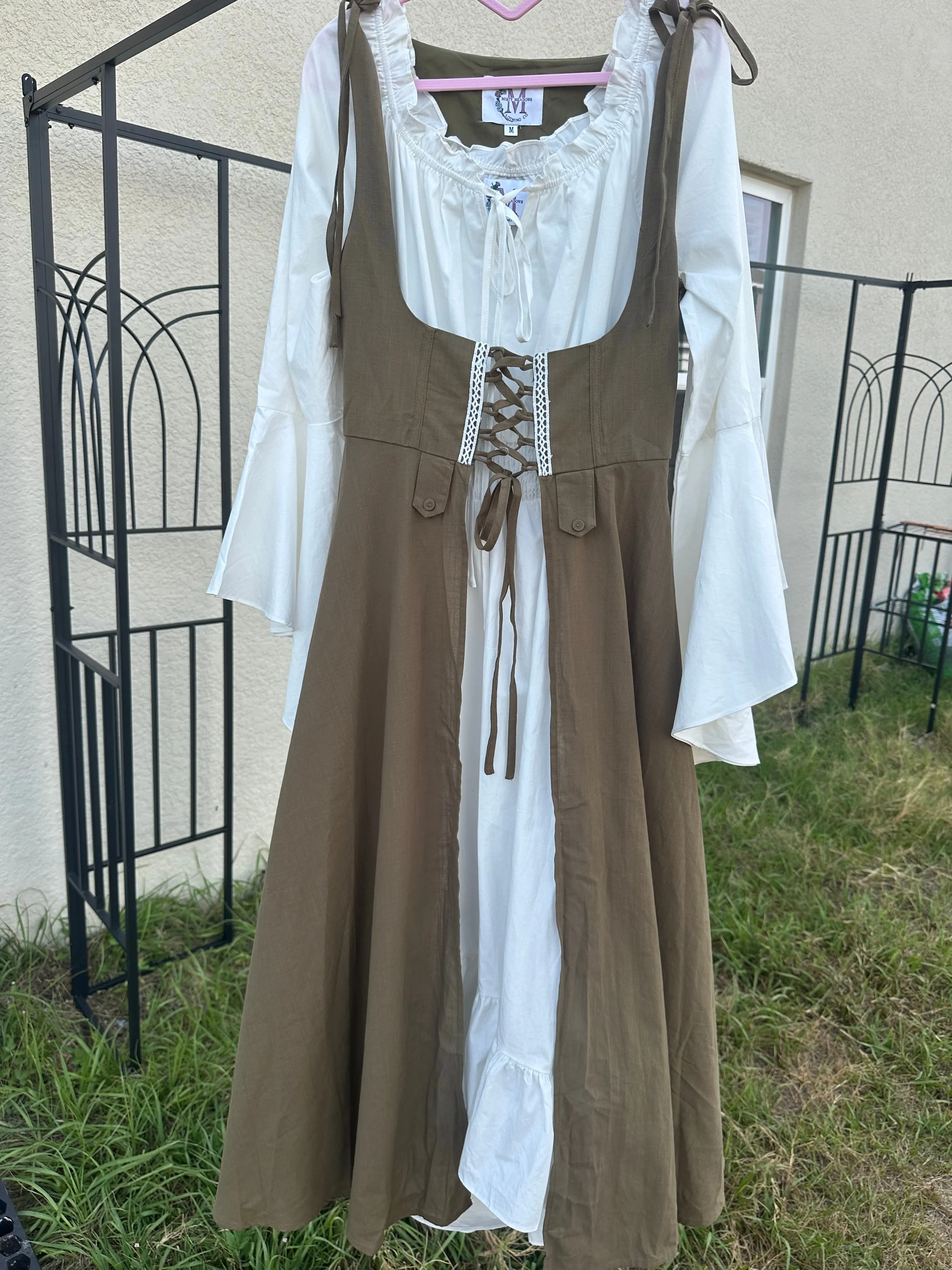 Renaissance Underbust Peasant Overlay Dress! 100% COTTON!
