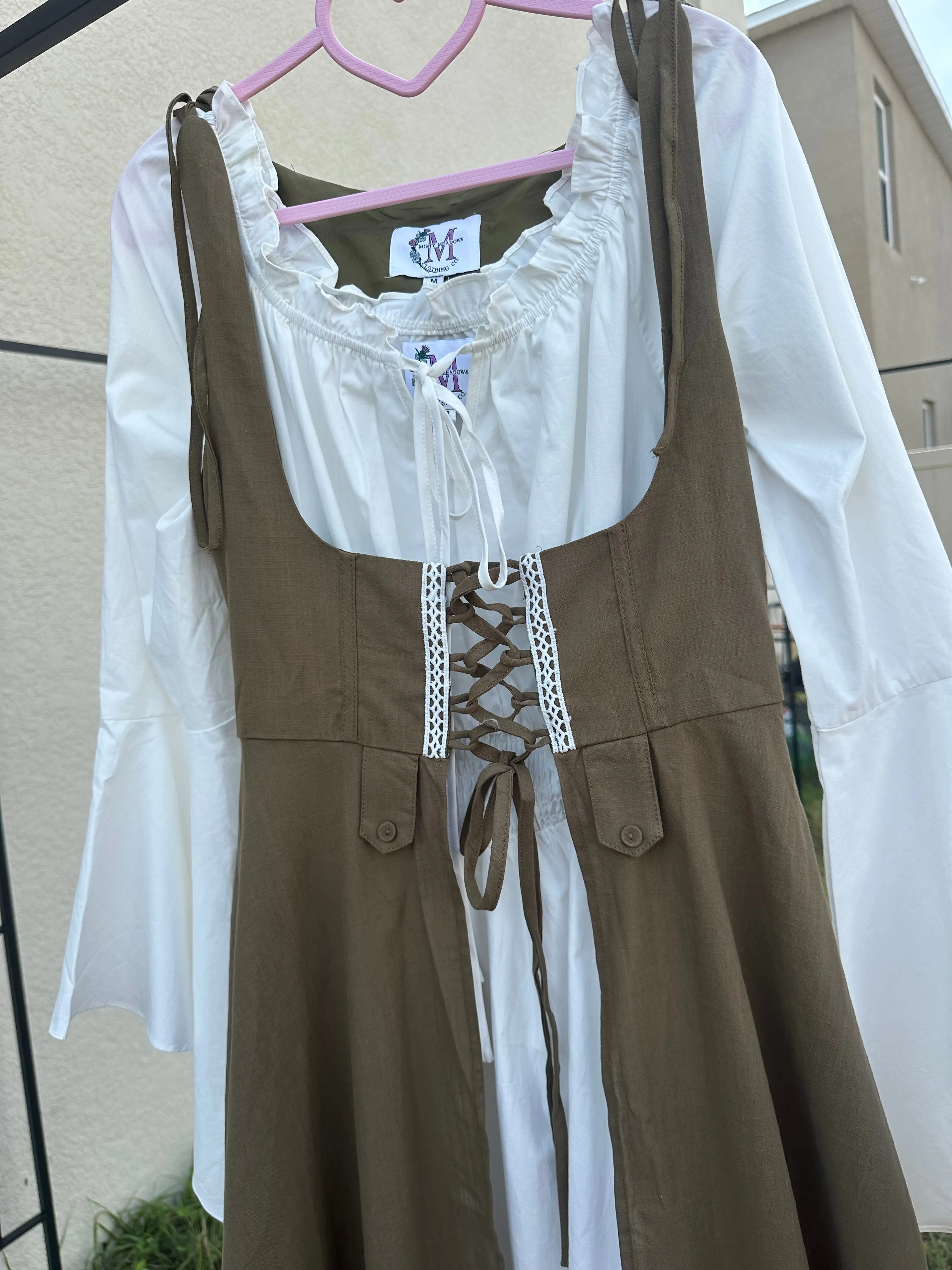 Renaissance Underbust Peasant Overlay Dress! 100% COTTON!