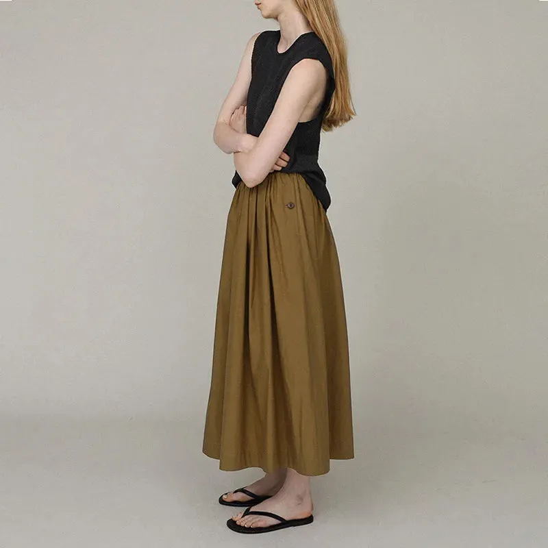 Retro Olive Green Loose Summer Skirt for Women