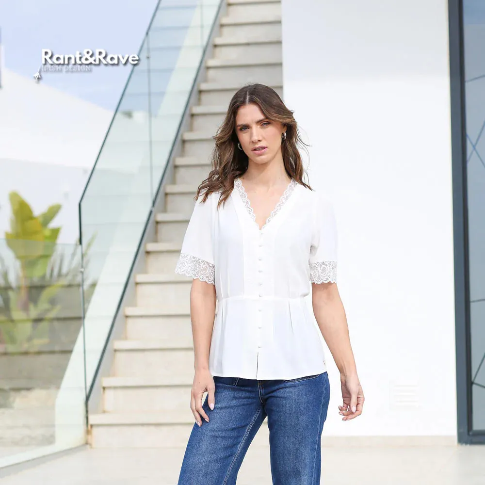 Rina Lace Panel Top | Soft White