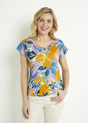 Round neck short sleeve floral t-shirt