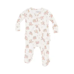 Ruffle Zipper Footie | Vintage Rosebuds