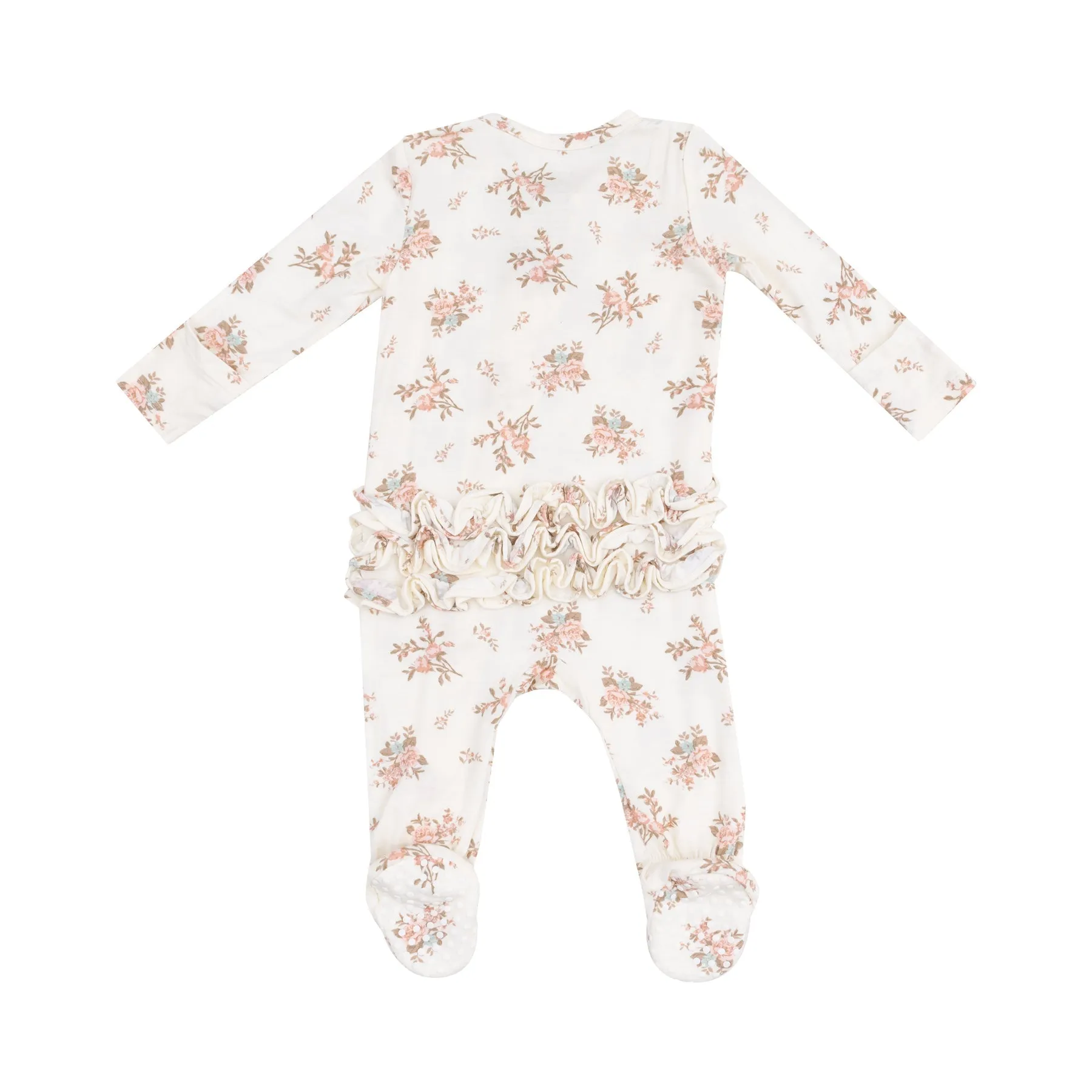 Ruffle Zipper Footie | Vintage Rosebuds