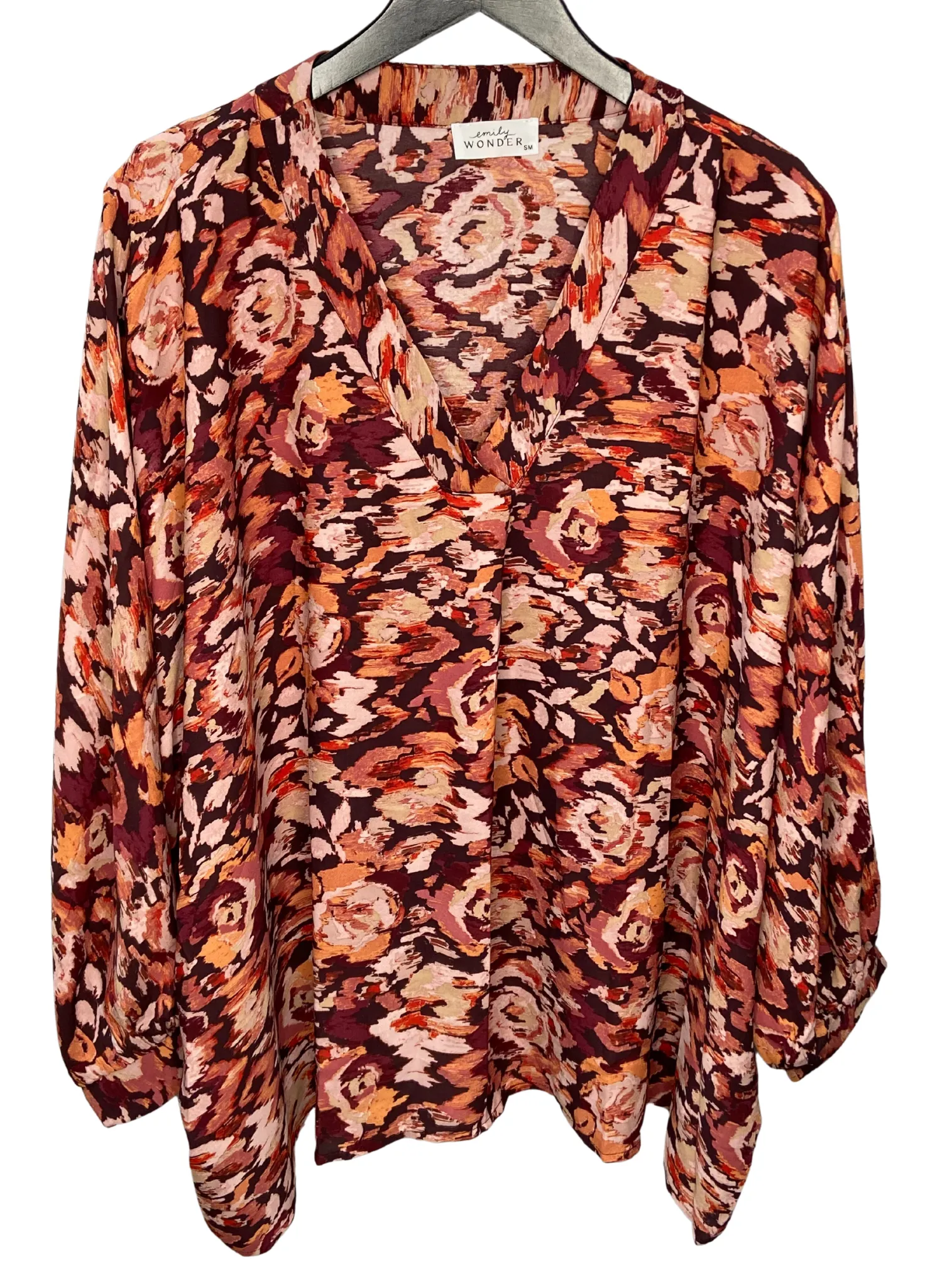 Rust Marsala Patterned Blouse