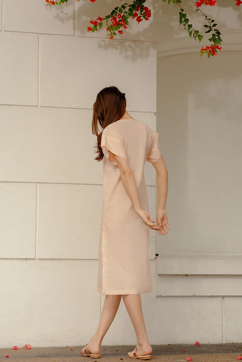 RW31001 - Peach Kimono Sleeve Kaftan
