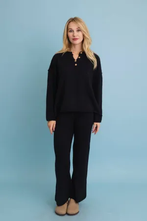 SALE Relaxed Henley Waffle Knit Lounge Set