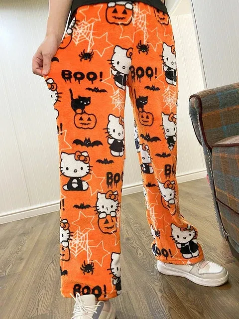 Sanrio Hello Kitty Pajamas | Kawaii Casual Halloween Home Pants