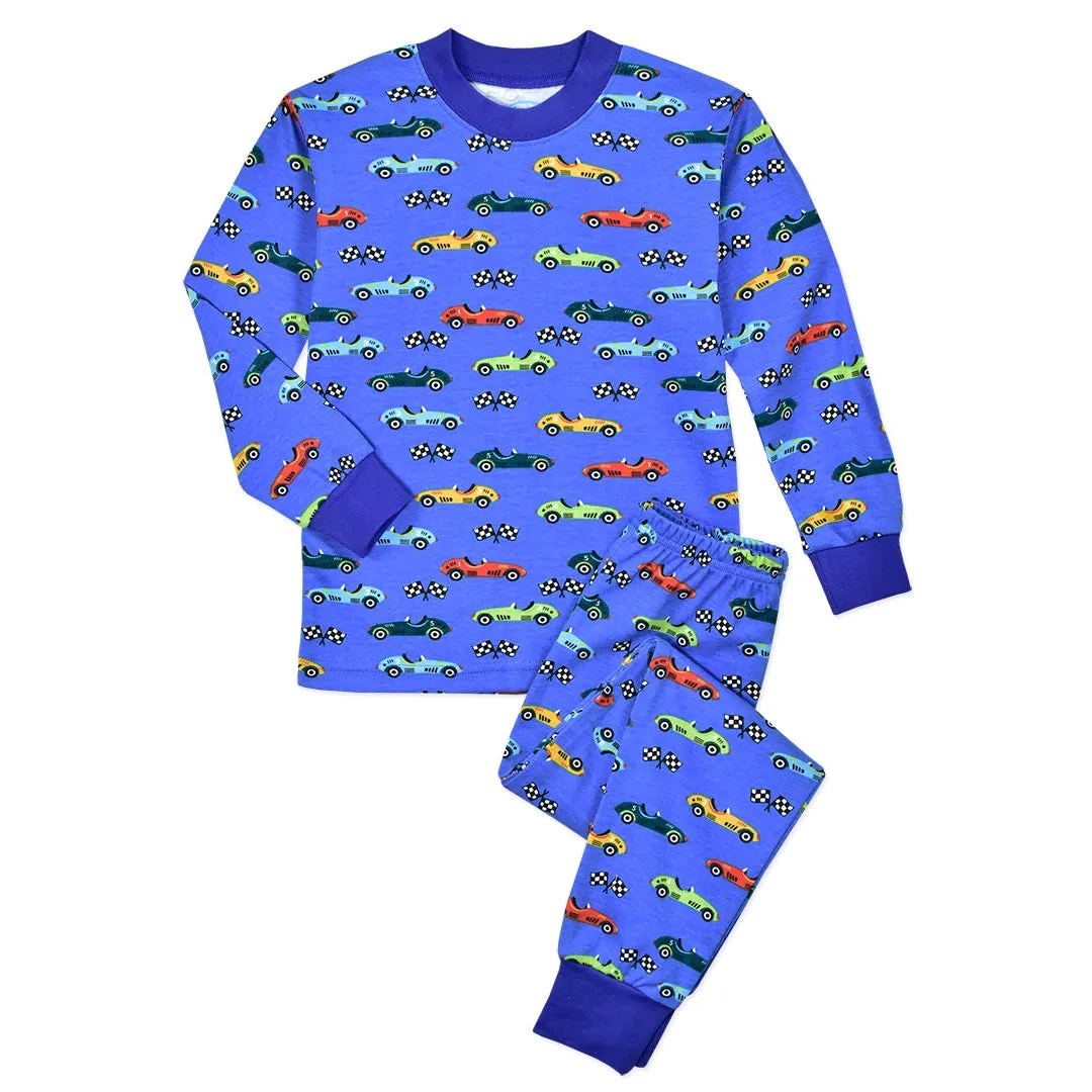Sara's Prints Race Cars Pajama Set - Blue