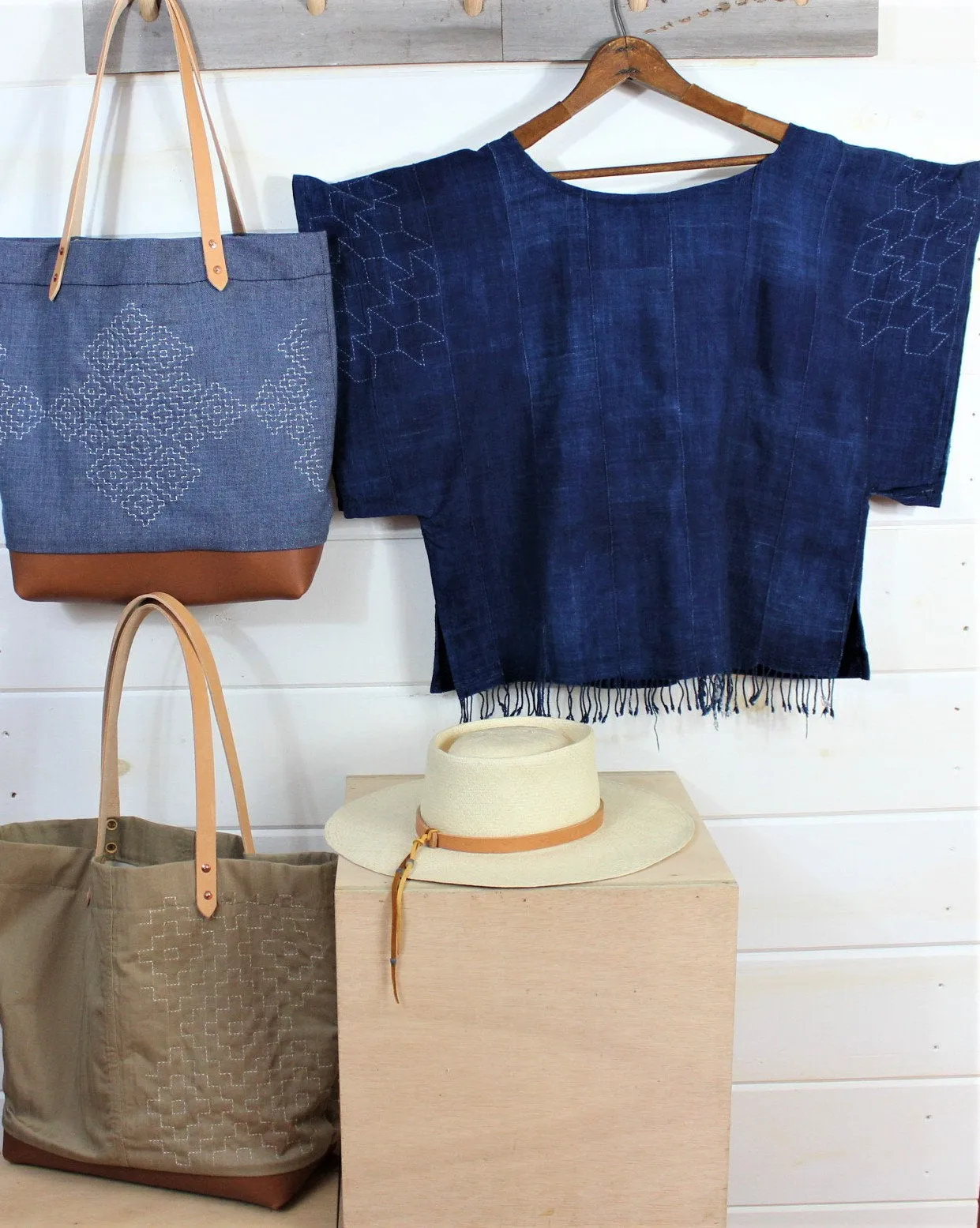 Sashiko Stitch Indigo Top (SOLD)