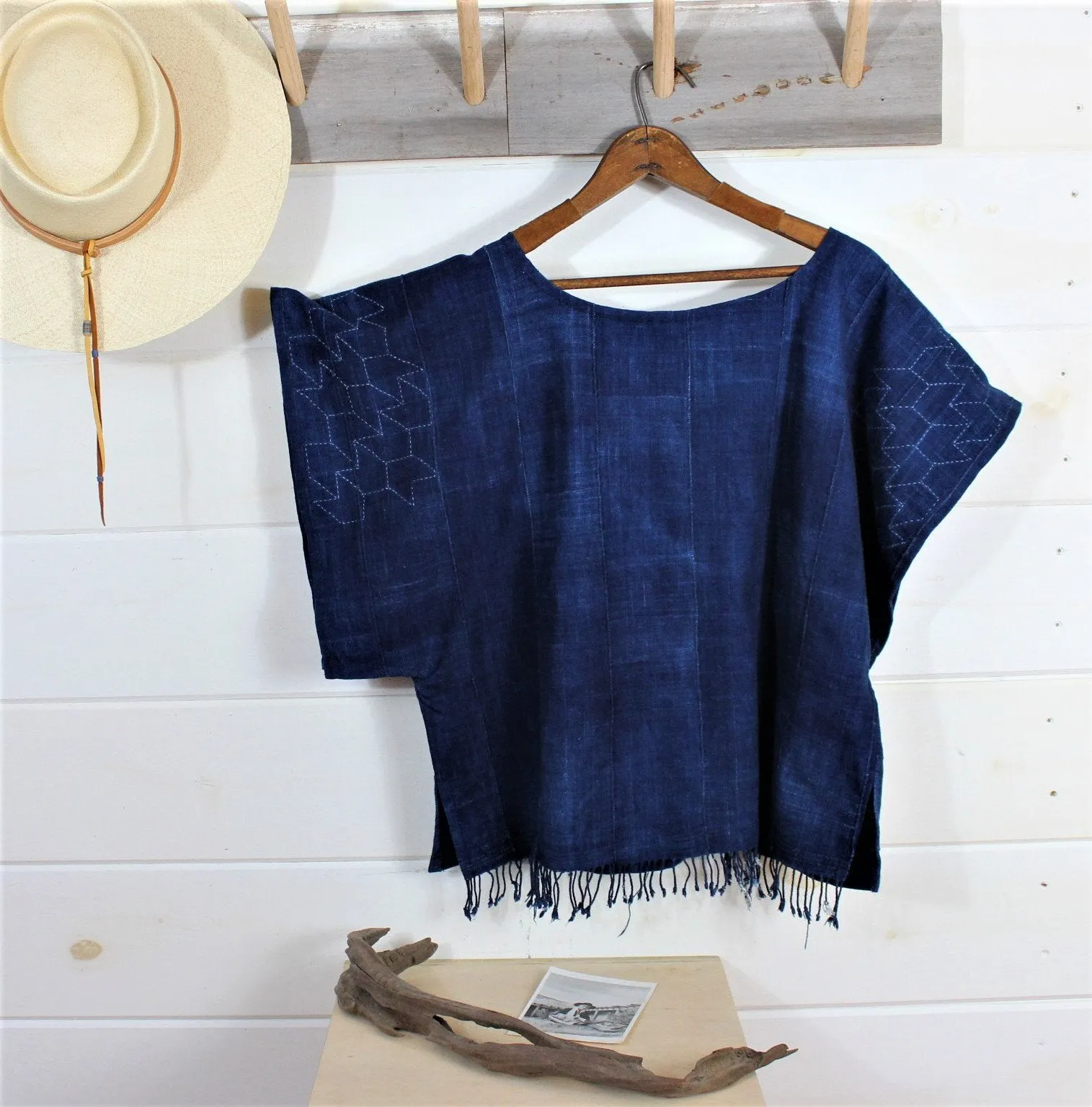 Sashiko Stitch Indigo Top (SOLD)