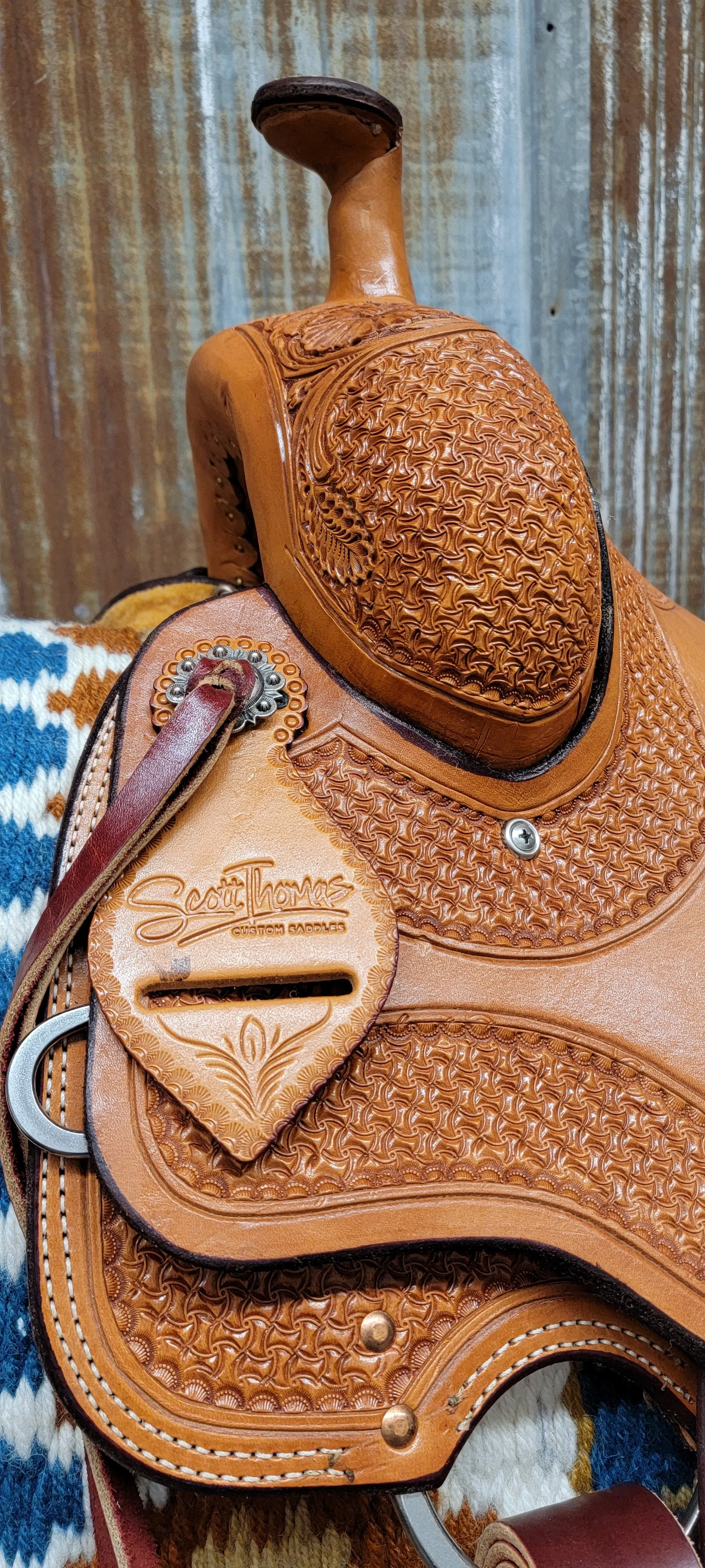Scott Thomas Medium Oil Spider Daisy Ranch Cutter Saddle