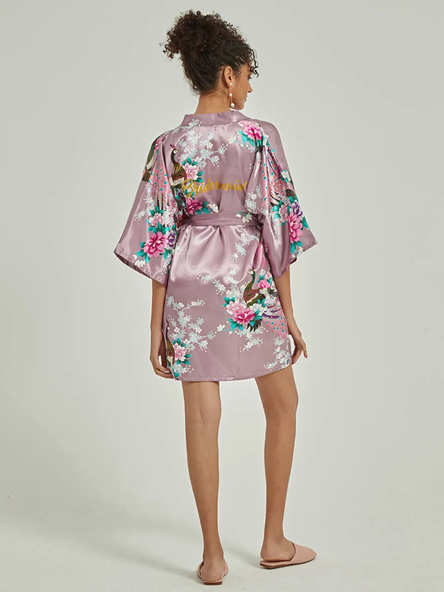 Set of 2 More Floral Silk Bridal Party Robes 18 Colors In