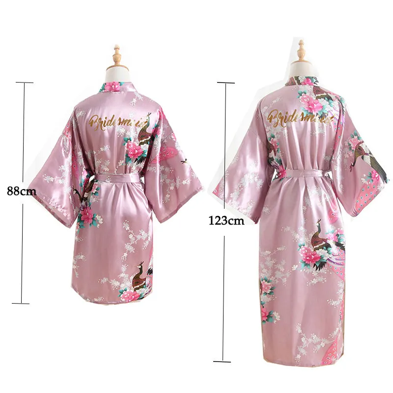 Set of 2 More Floral Silk Bridal Party Robes 18 Colors In