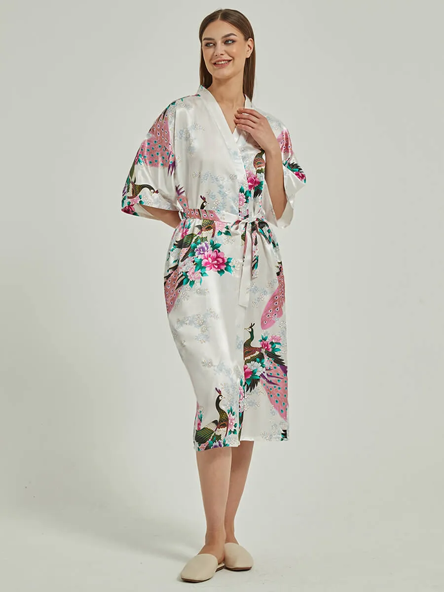 Set of 2 More Floral Silk Bridal Party Robes 18 Colors In