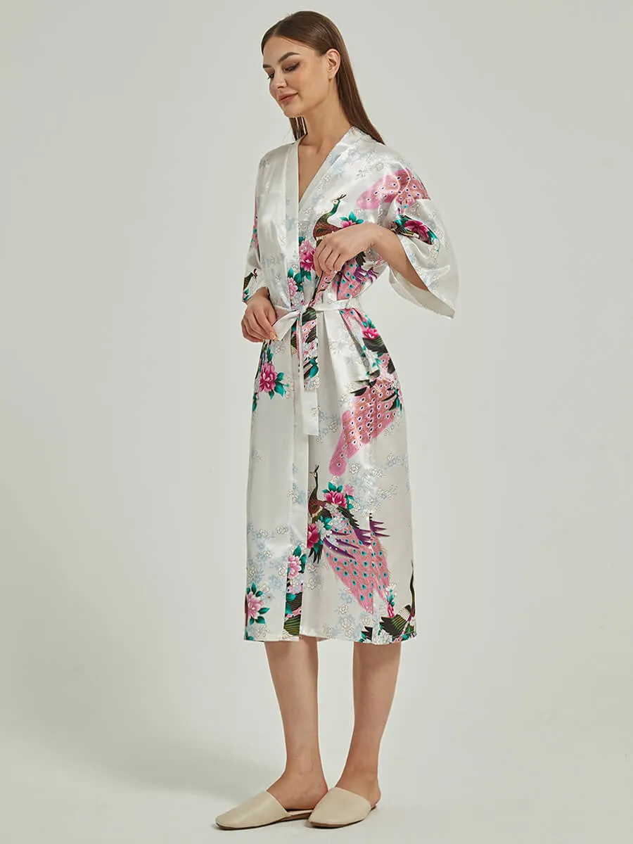Set of 2 More Floral Silk Bridal Party Robes 18 Colors In