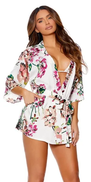 Sexy Power Charmeuse 3/4 Sleeve Kimono Robe