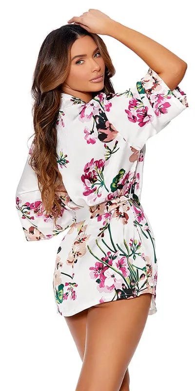 Sexy Power Charmeuse 3/4 Sleeve Kimono Robe