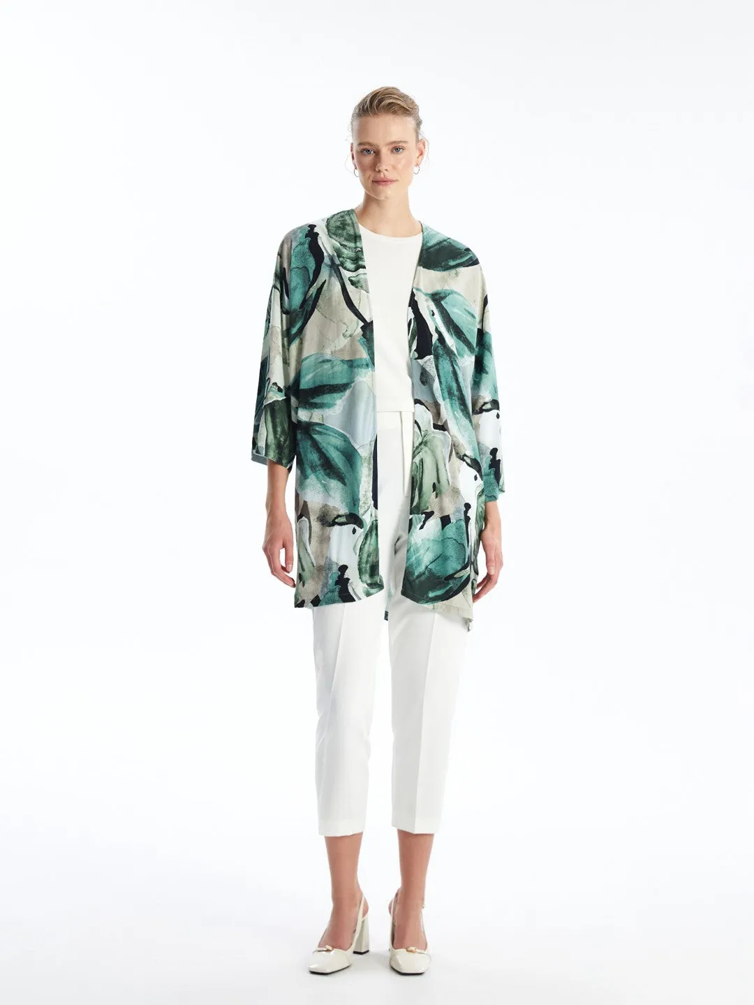 Shawl Collar Patterned Oversize Women's Kimono