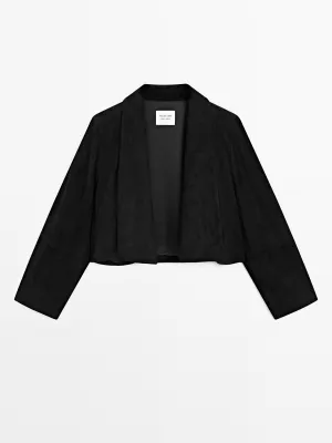 Short suede leather jacket