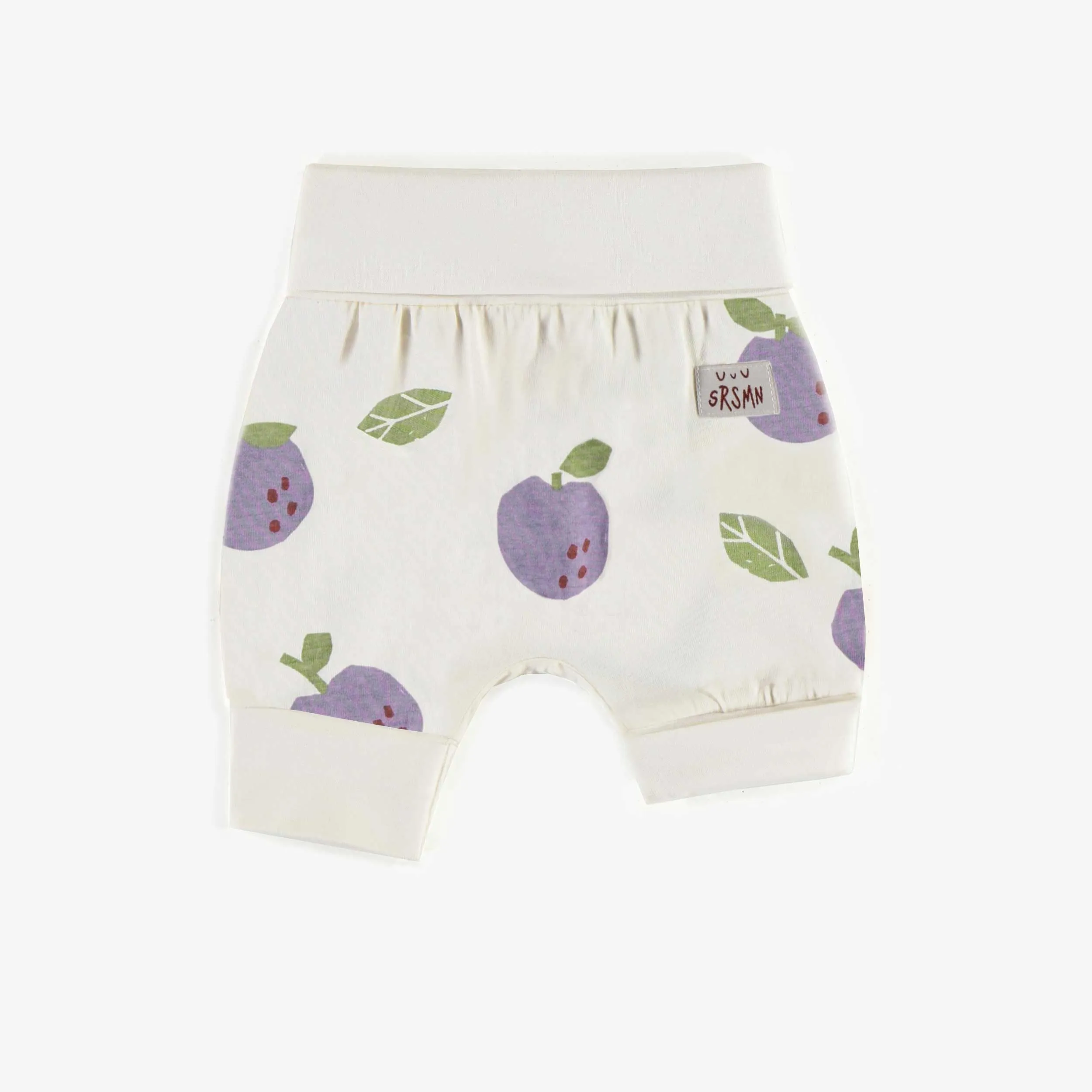 Short évolutif ivoire avec des prunes en jersey, bébé || Ivory evolutive shorts with prunes in jersey, baby