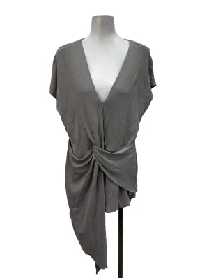 Silver Grey V-Neck Knot Top