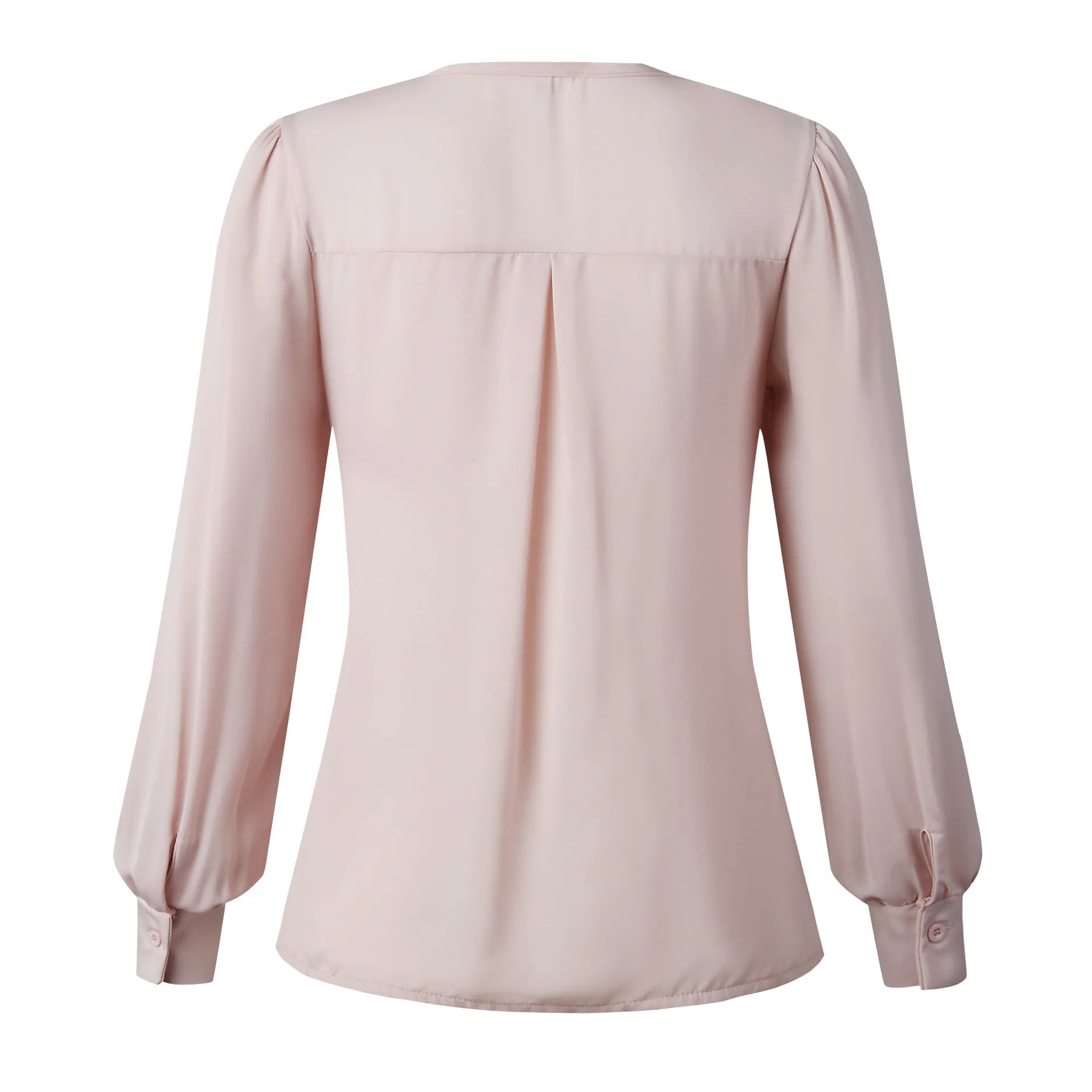 Single-breasted V-neck Long Sleeve Shirt