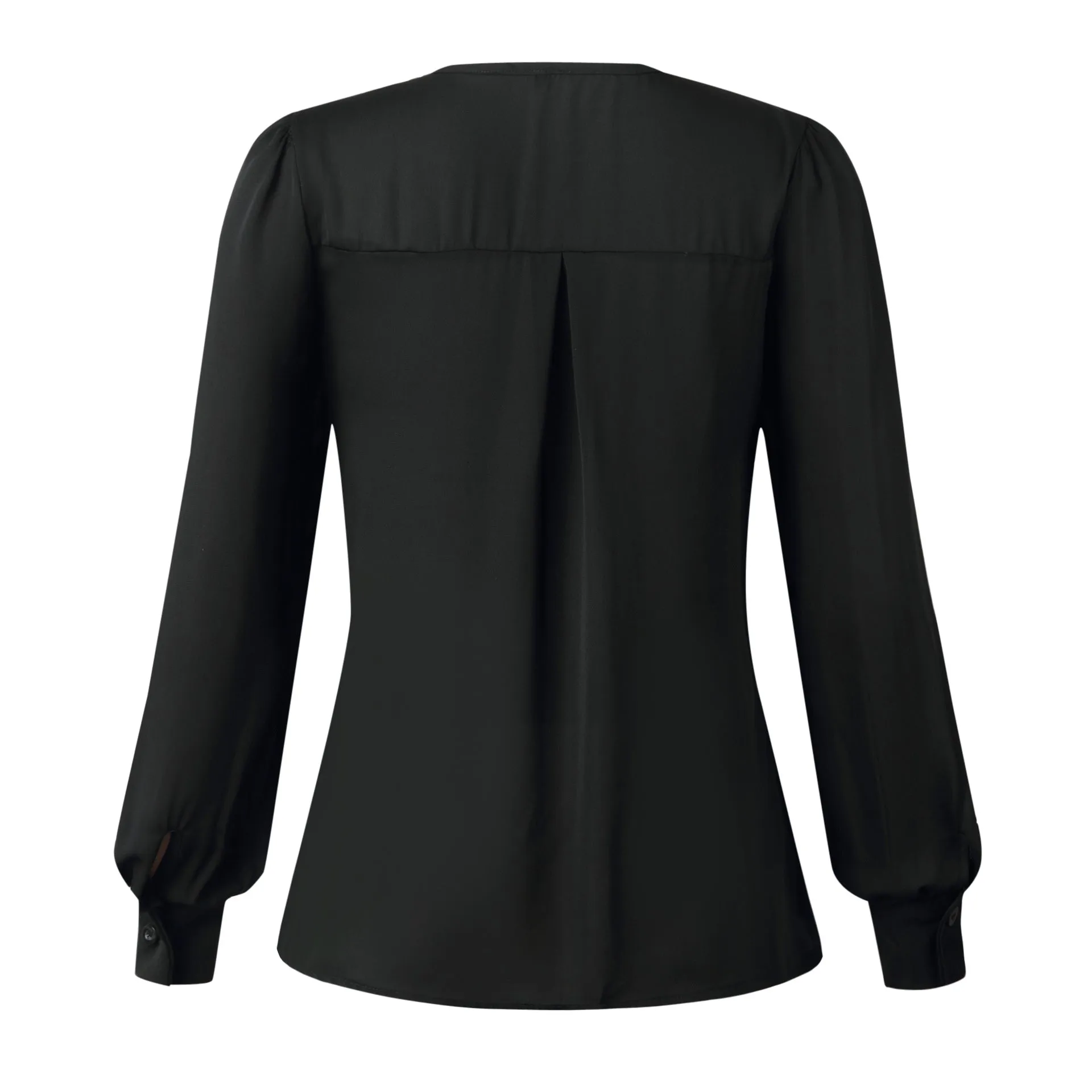Single-breasted V-neck Long Sleeve Shirt