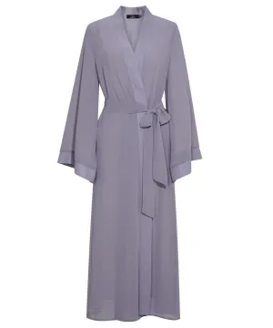 Smoke Grey Long Bell Sleeve Chiffon Kimono