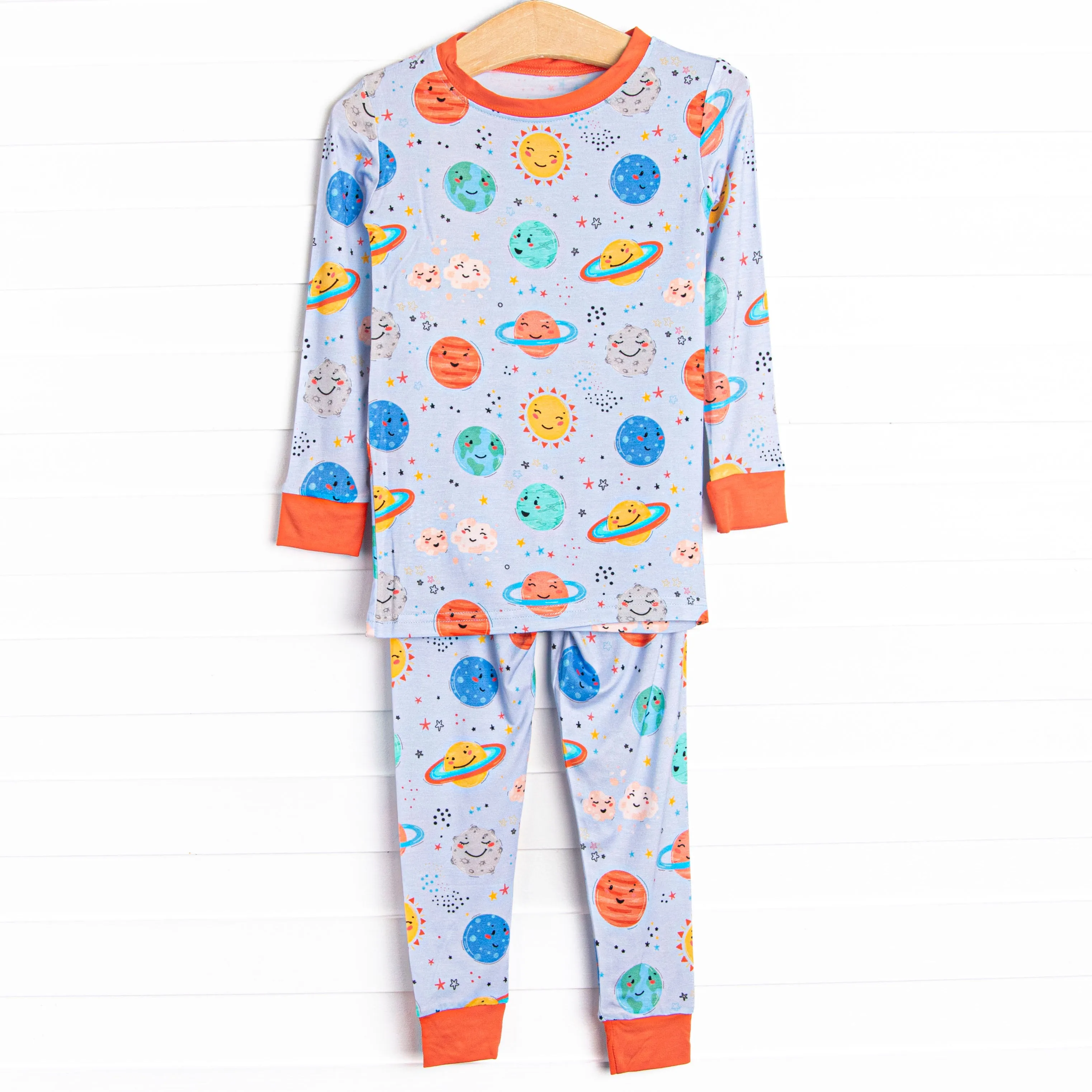 Spacing Out Bamboo Pajama Set, Blue