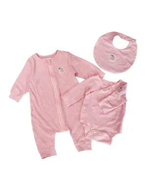 Star Jacquard Knit Bundle (Pack of 3, Bodysuit, Sleeping Bag & Bib, Pink)
